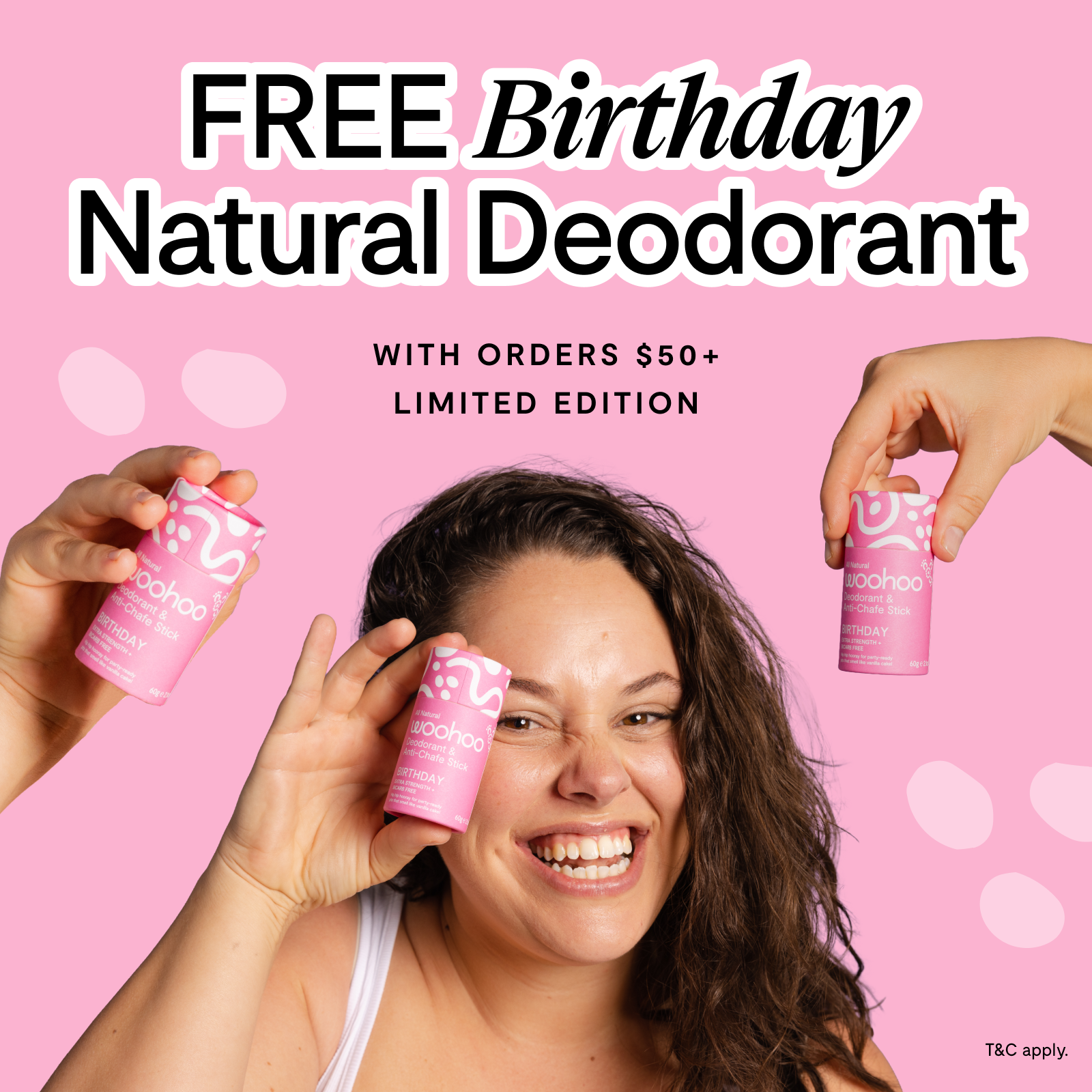 Free 'Birthday' Natural Deodorant with orders $50+