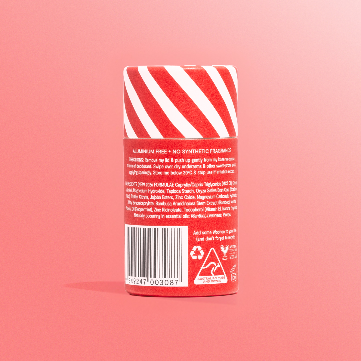 Woohoo Natural Deodorant & Anti-Chafe Stick (Jingle) 60g