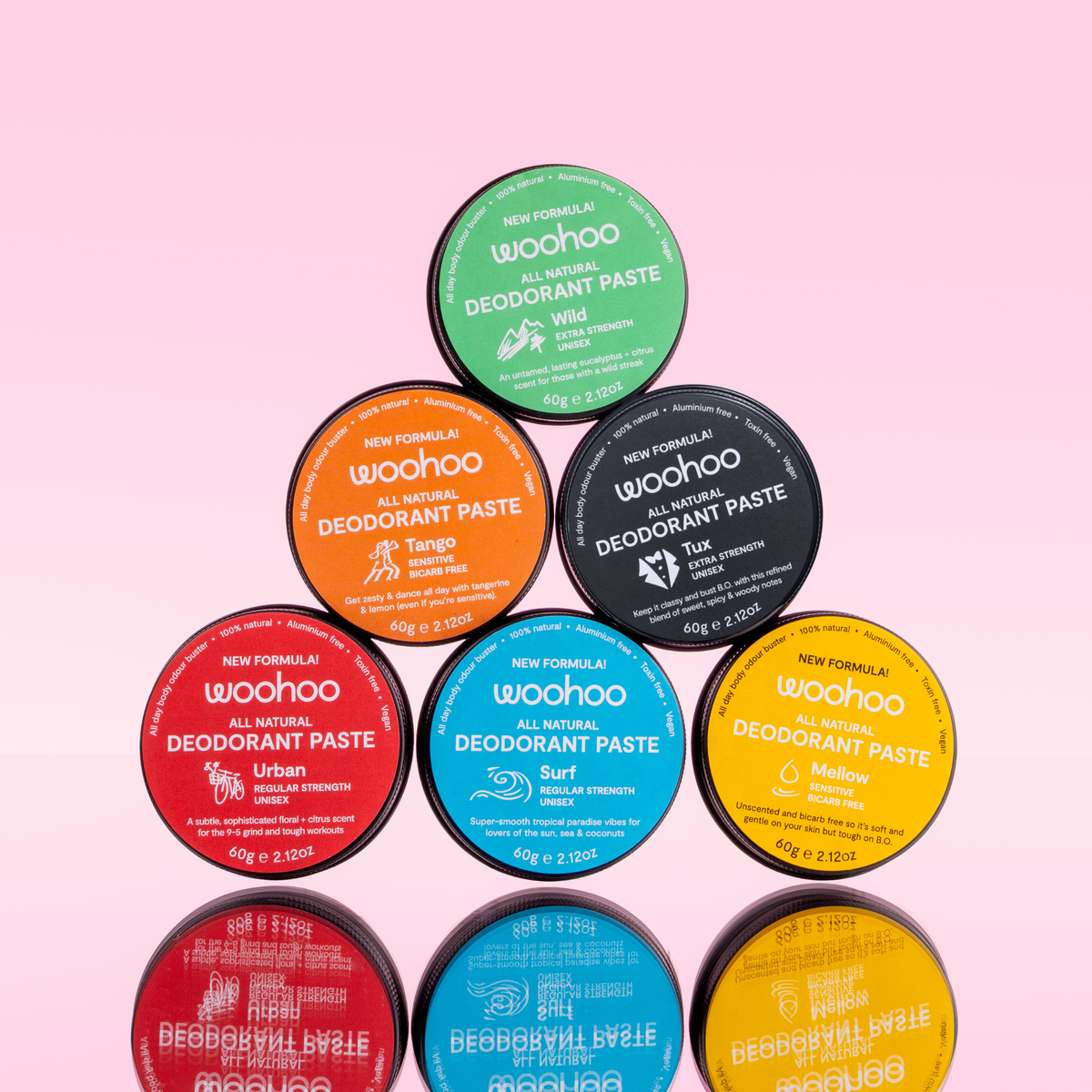Woohoo Natural Deodorant Family Pack (6 x Pastes)