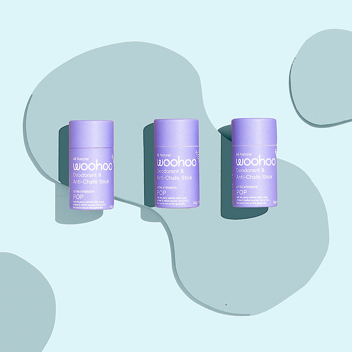 Woohoo Natural Deodorant & Anti-Chafe Stick (Pop) 60g - NEW FORMULA