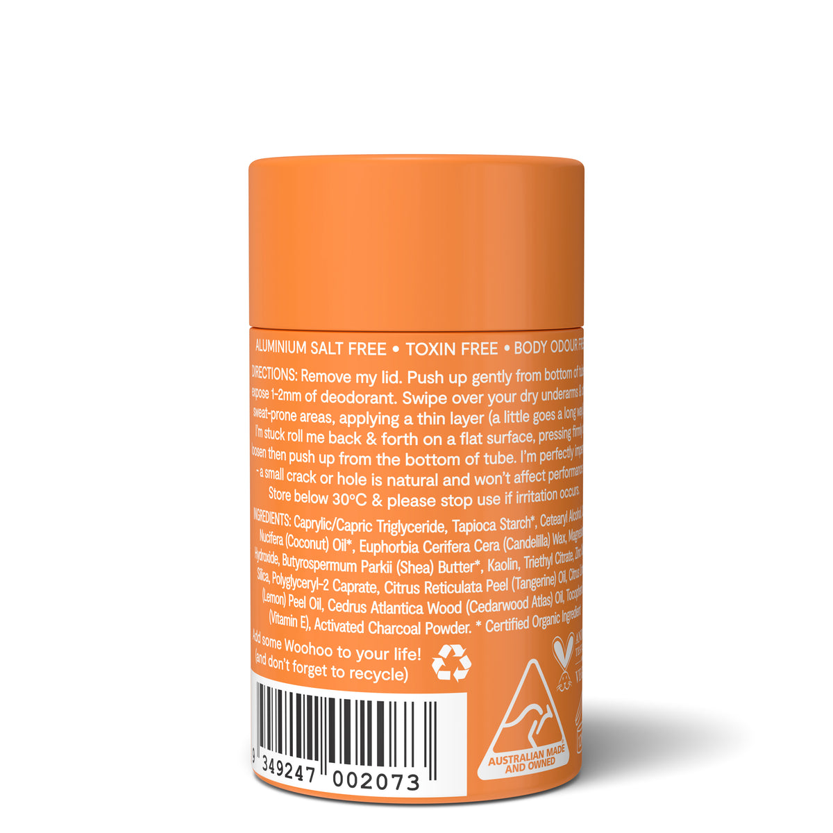 Woohoo Natural Deodorant & Anti-Chafe Stick (Tango) 60g - NEW FORMULA