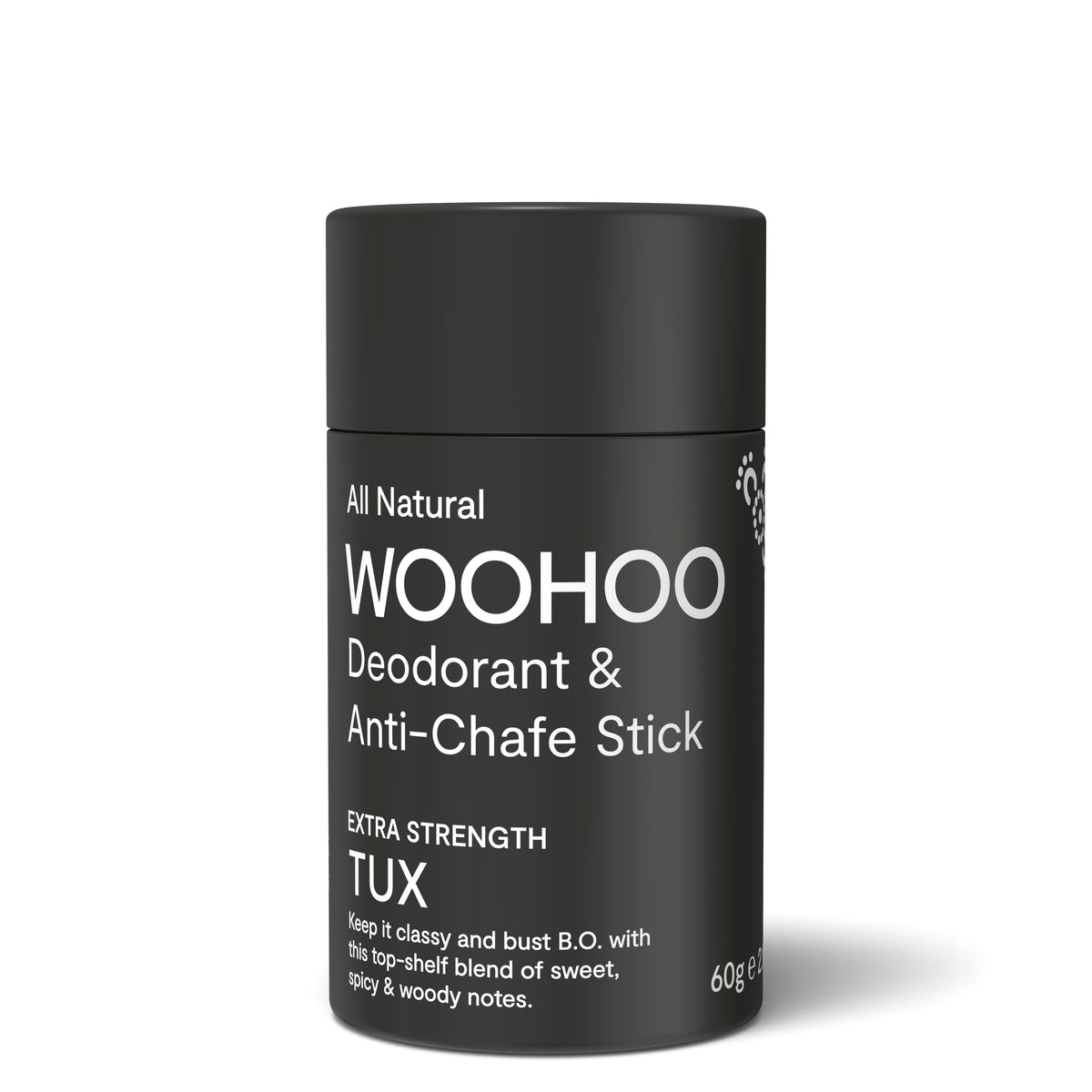 Woohoo Natural Deodorant & Anti-Chafe Stick (Tux) 60g - NEW FORMULA